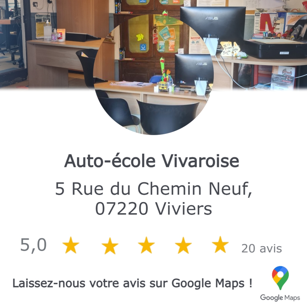 L’Auto École Vivaroise a atteint 5 étoiles sur Google !